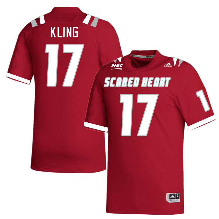 Men-Youth #17 Matt Kling Scared Heart Pioneers 2023 College Football Jerseys Stitched-Red